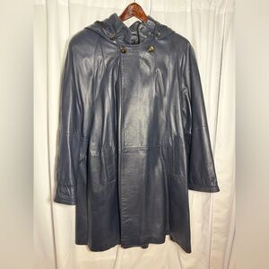 HIGH FASHION PARRI’S Blue Leather Coat Sz 44/Large